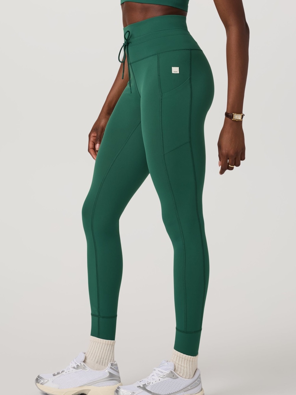 New VUORI Daily Pocket Leggings Viridian Green Drawstring Gym Workout Medium NWT